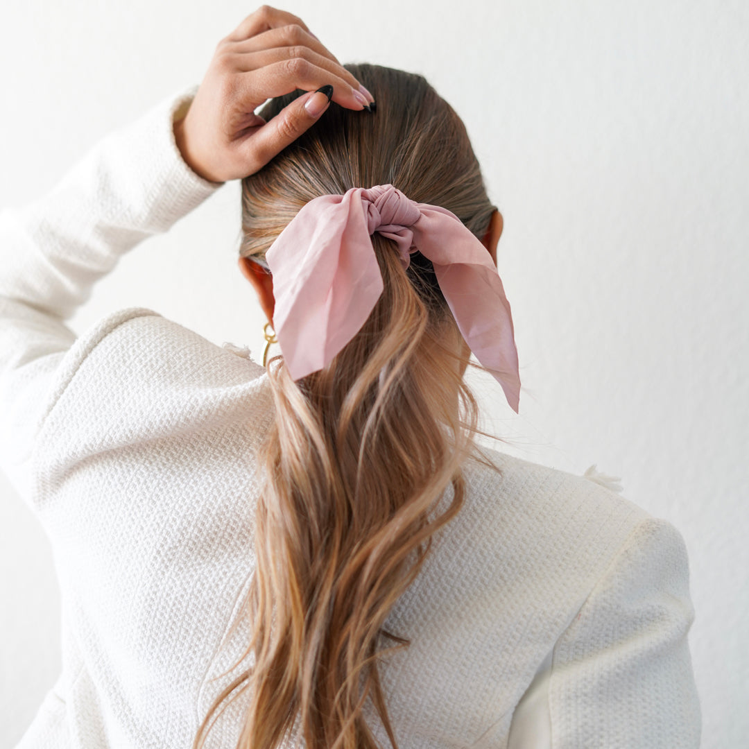 Satin Bow Hair Scrunchie - Effortless Style Ritual | Louvrs