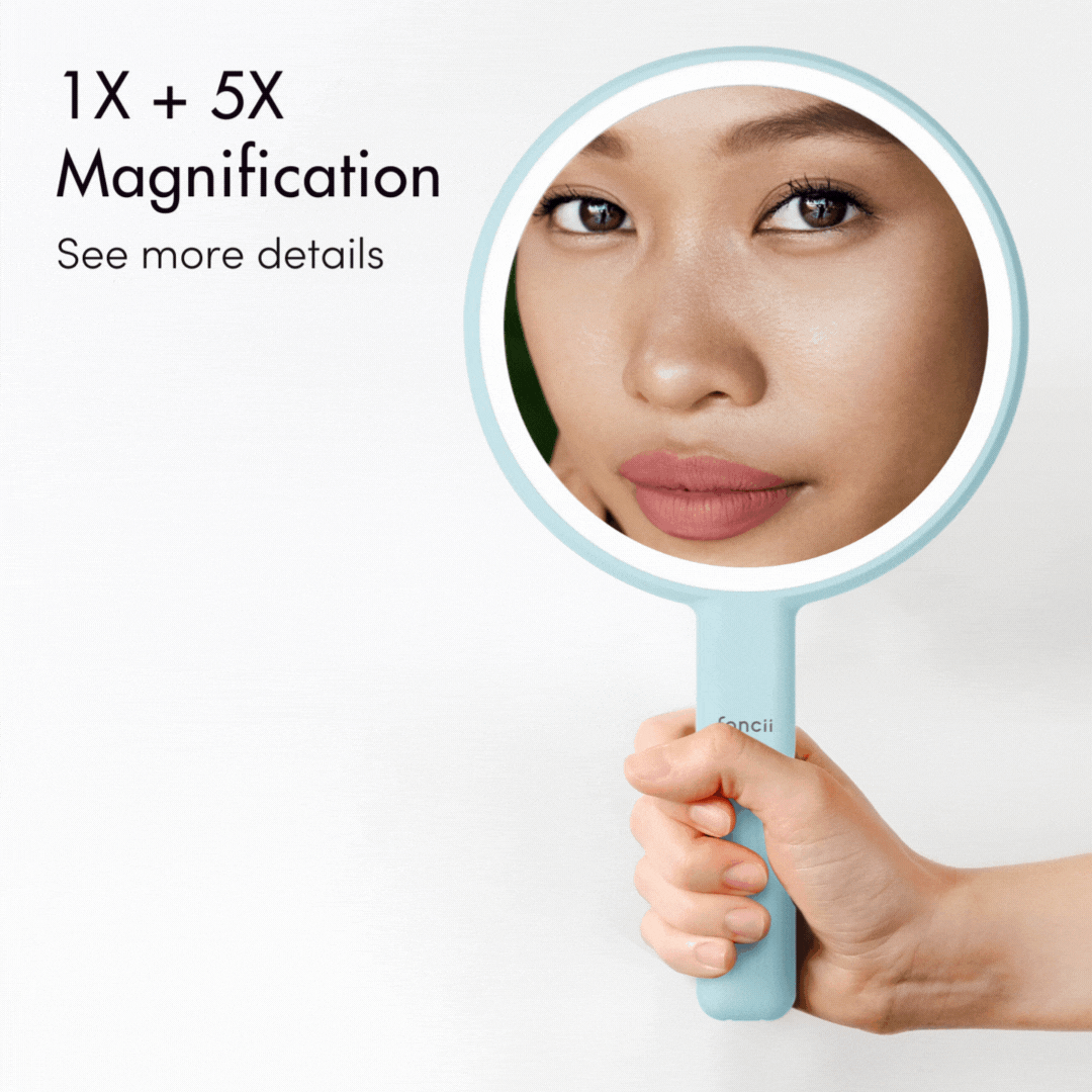 Cami LED Lighted Makeup Mirror - Dual 1x/5x Magnifying Handheld Vanity | Louvrs