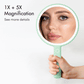 Cami LED Lighted Makeup Mirror - Dual 1x/5x Magnifying Handheld Vanity | Louvrs