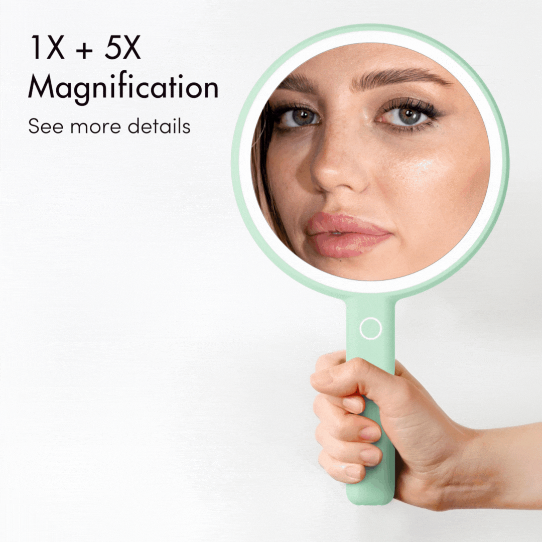 Cami LED Lighted Makeup Mirror - Dual 1x/5x Magnifying Handheld Vanity | Louvrs