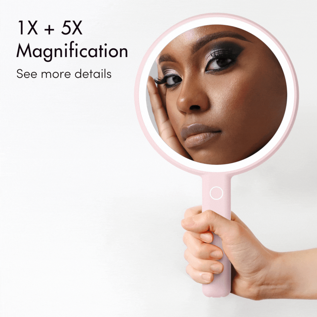 Cami LED Lighted Makeup Mirror - Dual 1x/5x Magnifying Handheld Vanity | Louvrs