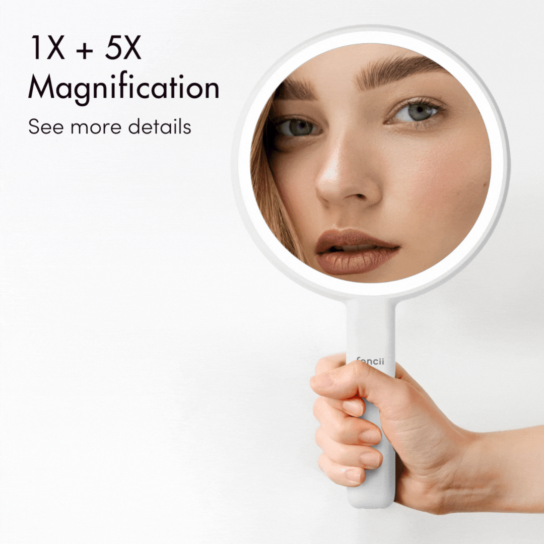 Cami LED Lighted Makeup Mirror - Dual 1x/5x Magnifying Handheld Vanity | Louvrs
