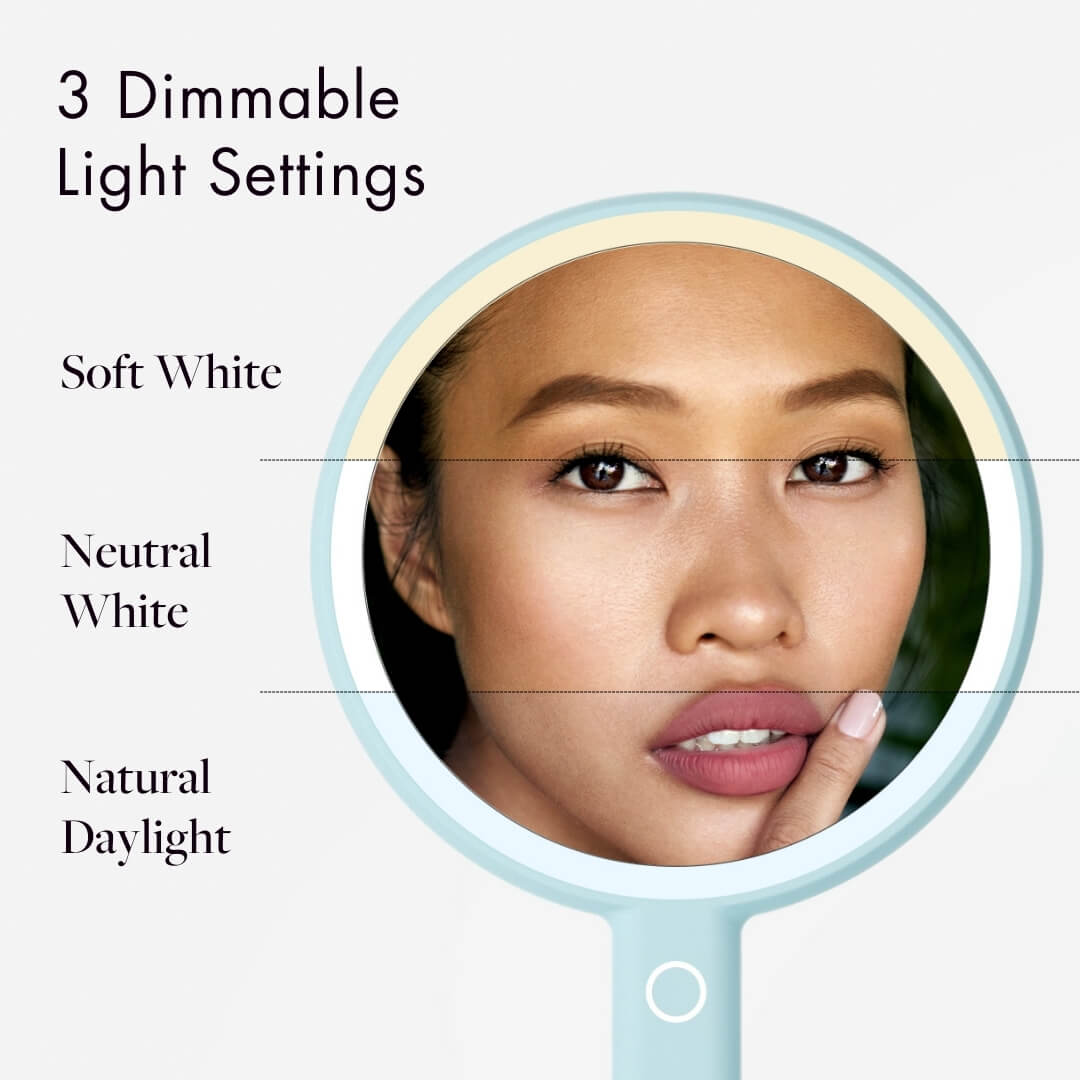 Cami LED Lighted Makeup Mirror - Dual 1x/5x Magnifying Handheld Vanity | Louvrs