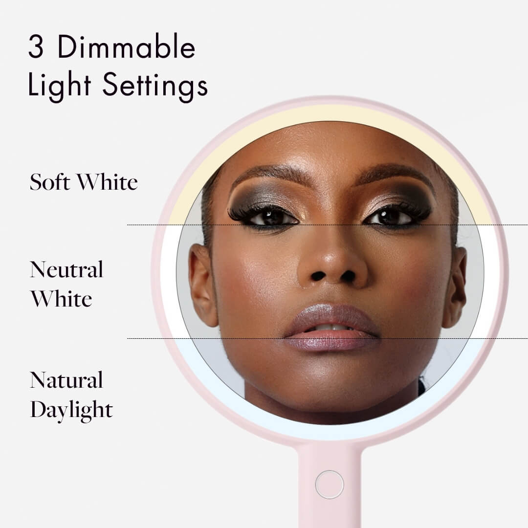 Cami LED Lighted Makeup Mirror - Dual 1x/5x Magnifying Handheld Vanity | Louvrs