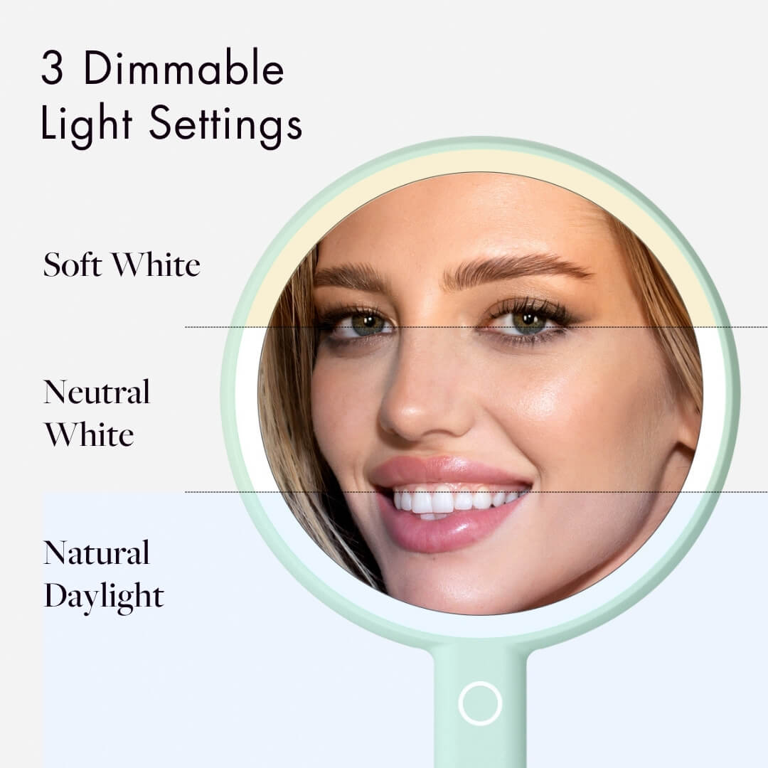 Cami LED Lighted Makeup Mirror - Dual 1x/5x Magnifying Handheld Vanity | Louvrs