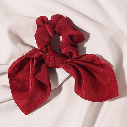 Satin Bow Hair Scrunchie - Effortless Style Ritual | Louvrs